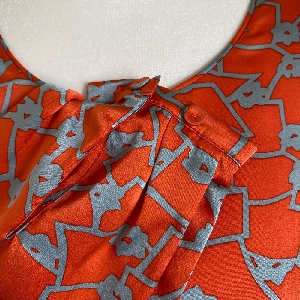 Harlyn for Anthropologie Orange and Gray Long Sleeved Fit and Flare Dress 6 - Picture 5 of 8
